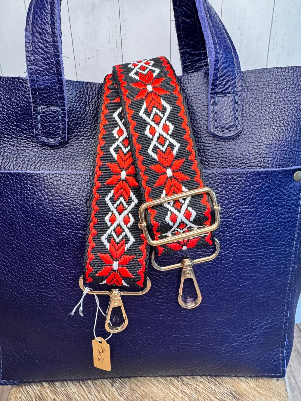 Crossbody Purse Aztec White Red Black Striped Bag Strap Guitar Strap NEW
